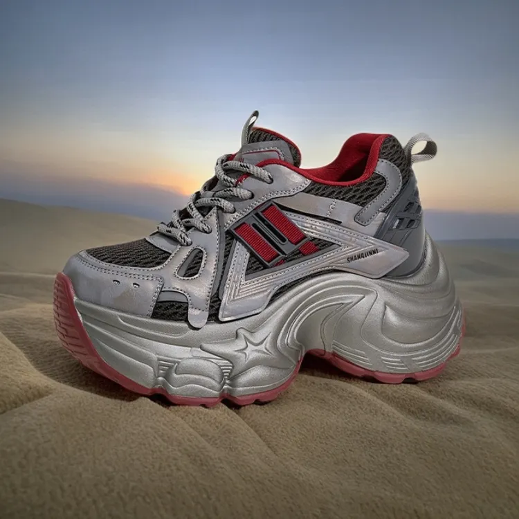 厚底老爹鞋女2025秋冬新款百搭透气网面鞋子内增高女鞋休闲运动鞋