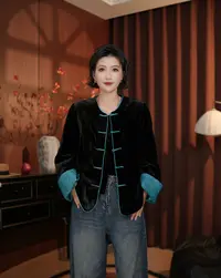 5111唐装秋季女宽松型短外套上衣单排扣女装气质中国风