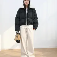 【与默】可拆卸羊羔毛领韩系小个子短羽绒服外套女白鸭绒冬季羽绒服