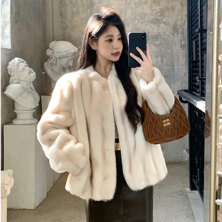 人造皮草 2025冬仿貂毛保暖皮草女冬季宽松休闲显瘦气质毛毛外套