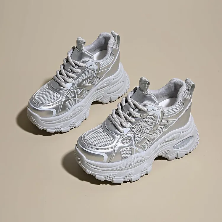 老爹鞋女鞋秋季新款透气网面鞋子女韩版百搭厚底增高休闲运动鞋女