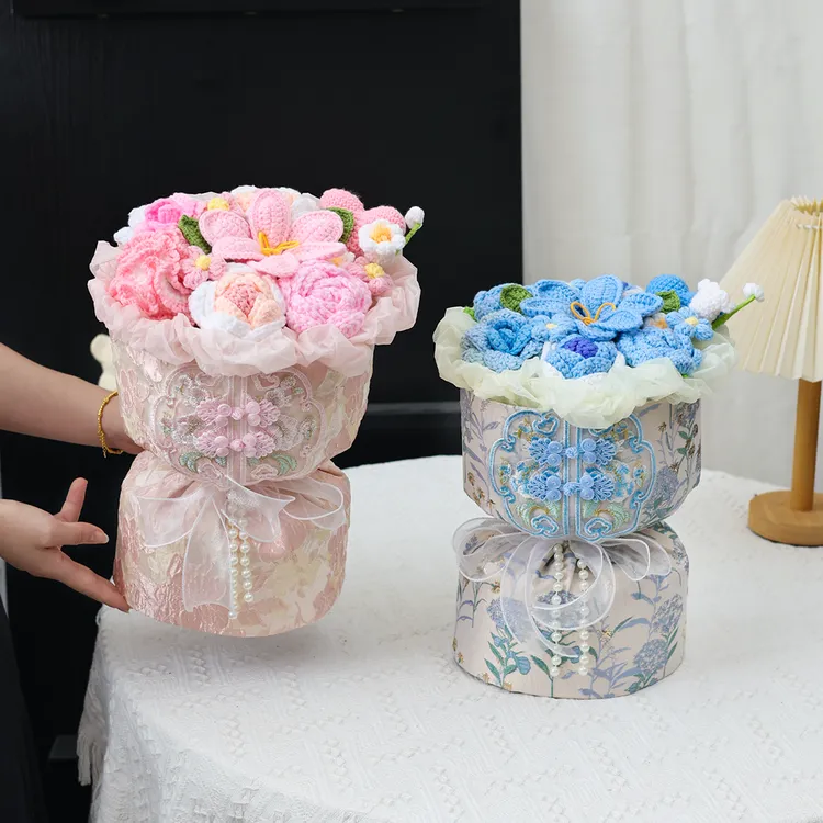手工成品针织毛线郁金香混搭花束情人节生日纪念日礼物送女友闺蜜