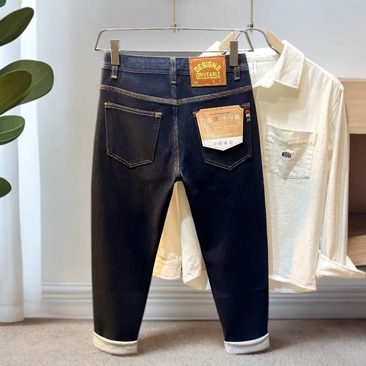 佩托本那轻奢秋季经典百搭男士牛仔裤潮流复古丹宁原色修身长裤子
