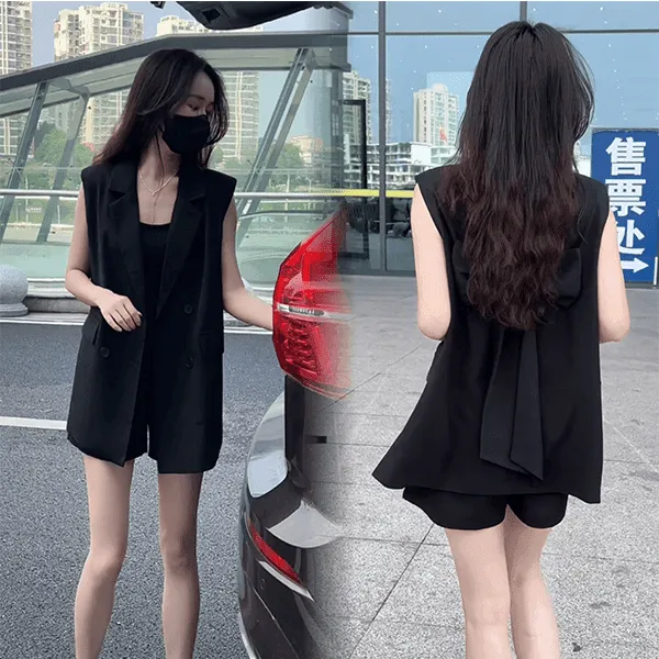 【梦美婷专享】韩版薄款套装女夏季新款气质显瘦洋气西服短裤两件套