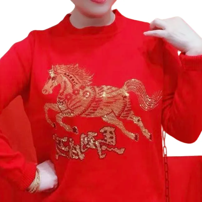 2026新年短款长袖女士针织衫