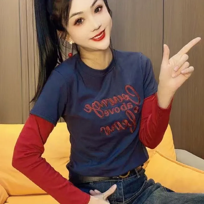 73027#洋气假两件小衫