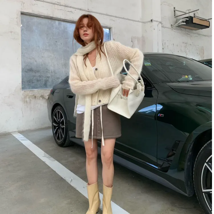 慵懒风针织开衫上衣气质显瘦洋气休闲百搭性感辣妹半身裙时尚套装