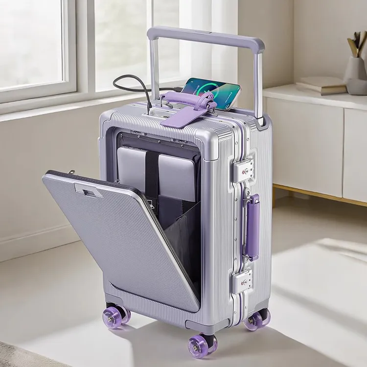 高档前开盖行李箱女2025新款宽拉杆结实耐用20寸旅行行李拉杆箱