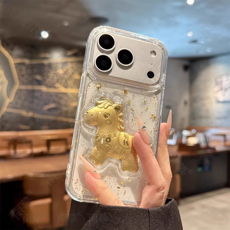 金箔滴胶2025马上有钱适用苹果17promax手机壳iPhone16高级13简约