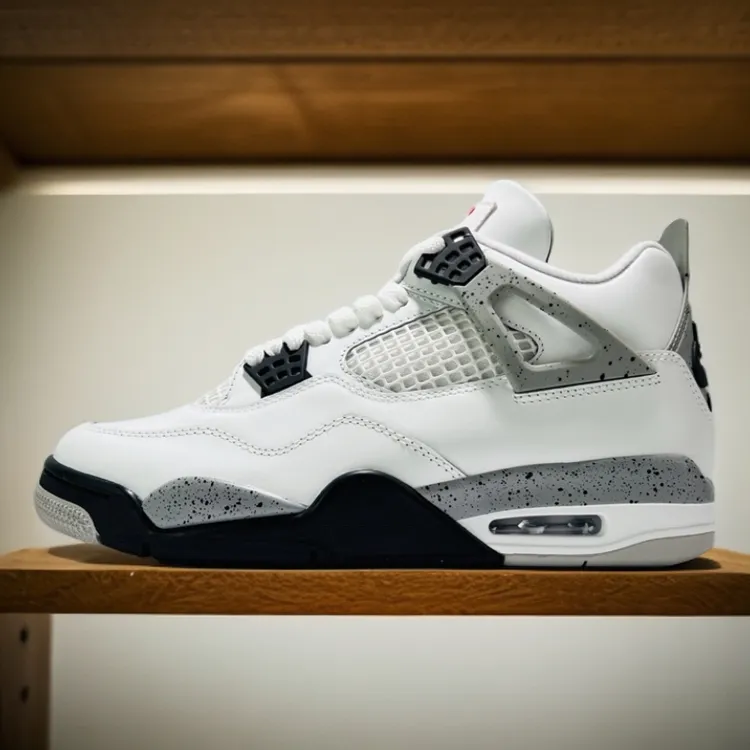 AJ4复刻白水泥男鞋篮球鞋老爹鞋白色工装风格男女白灰透气中高帮