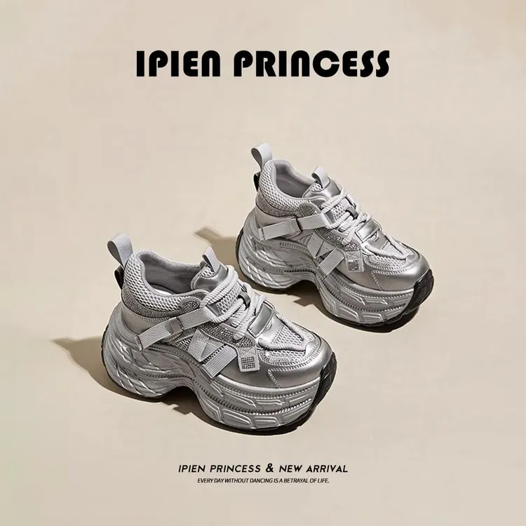 网红增高小个子老爹鞋显脚小百搭休闲鞋2025春季新款厚底运动鞋女