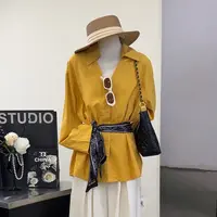 【蝶舞黄潮】十三行原创衬衣（今天拍送丝巾）-10085