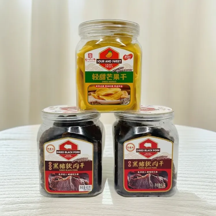 金益达休闲零食罐装即食茶点心轻甜芒果干325g/黑猪软肉干400g