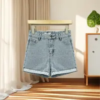 夏季新品！女士经典百搭外翻边水洗牛仔短裤F895