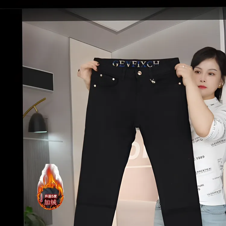 防退色加绒抓毛男士弹力修身小直筒牛仔裤休闲百搭韩版时尚男裤子