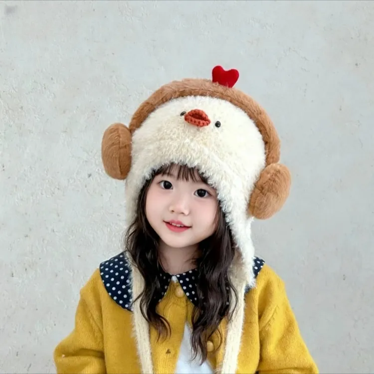 儿童帽子秋冬季护耳帽韩版男女童毛绒帽珊瑚绒耳机宝宝保暖套头帽