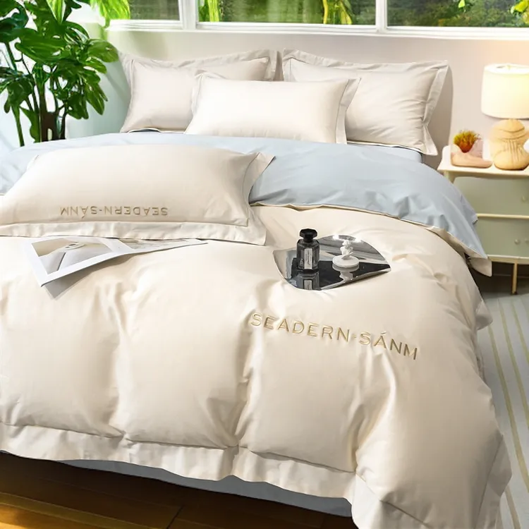 轻奢100%棉全棉刺绣四件套纯棉被套床单床笠学生宿舍床上用品2025