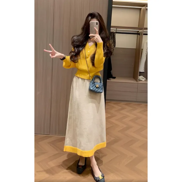 小香风套装春秋季新款女2025新款时尚针织半身裙毛衣两件套高级感