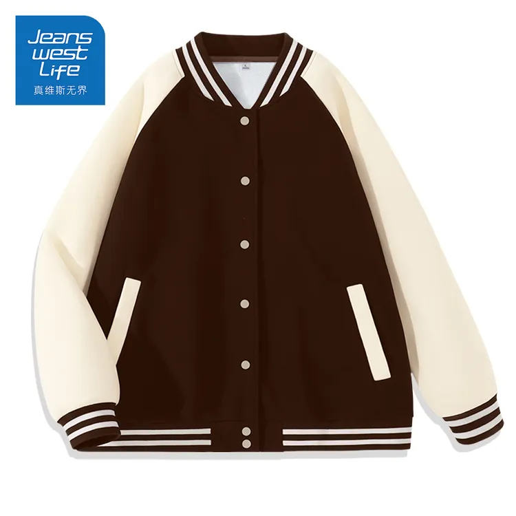 真维斯无界奥粒绒撞色棒球服女ins潮学院风潮流百搭美式休闲外套