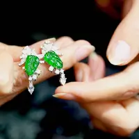 【逍遥】天然A货翡翠叶子耳饰*1993/0301/多样性发/1对