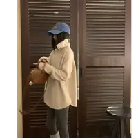 「慵懒纸片人」高品不规则高领针织宽松显瘦针织衫毛衣女