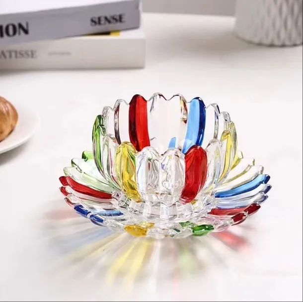 轻奢手绘彩色莲花碗蝶组合小众设计甜品碗燕窝盅