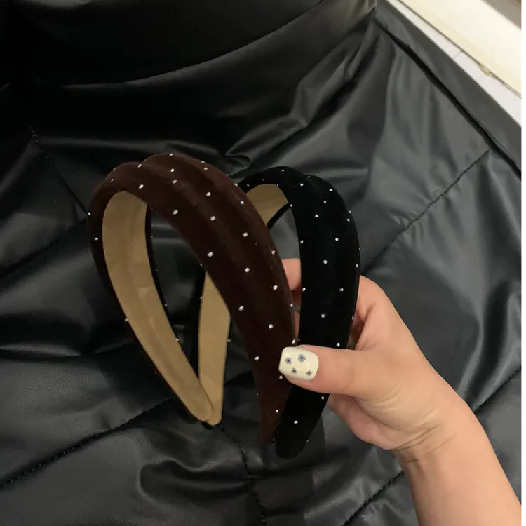 元气满满新款秋冬毛绒满天星水钻海绵发箍女时髦高颅顶头箍网红