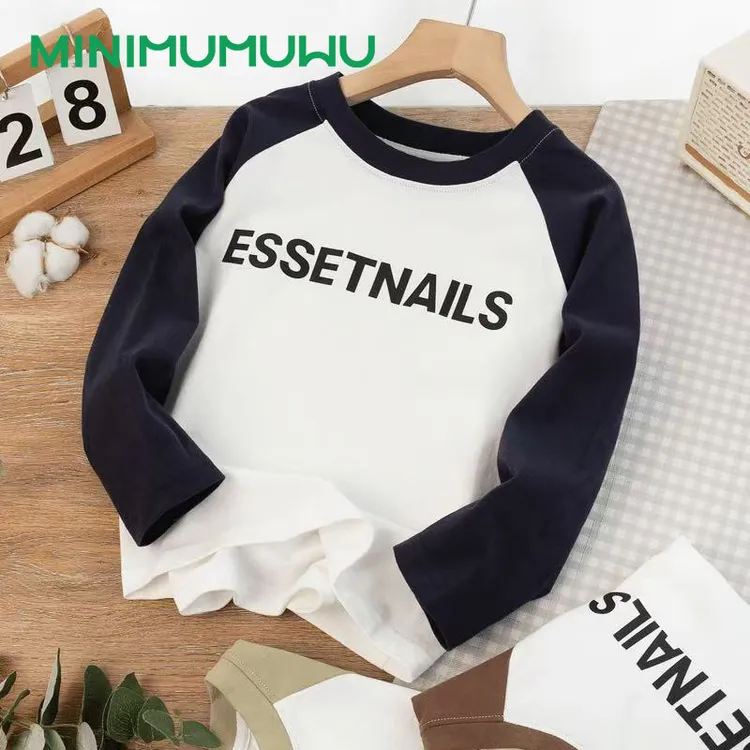 新款撞色纯棉长袖T恤纯棉舒适亲肤高颜值可爱超萌儿童衣服