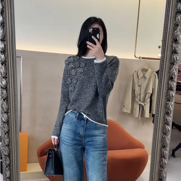 【艺术展】Mayya Plus麦芽定制气质显瘦流光风毛织上衣32537279