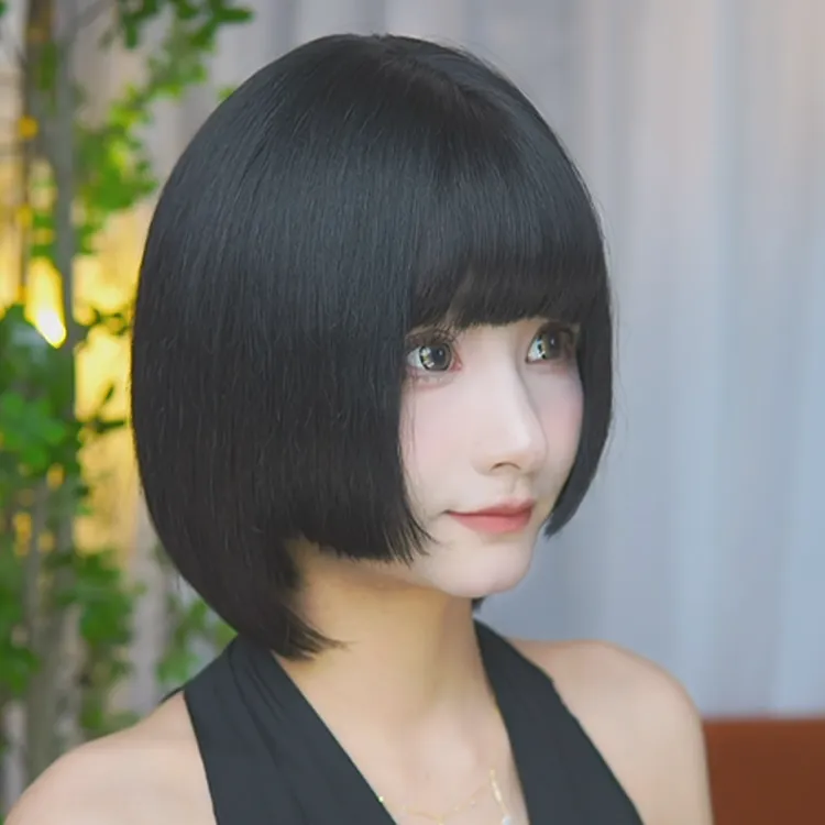 100%全真发减龄公主切女款100%真发假发全头套超自然