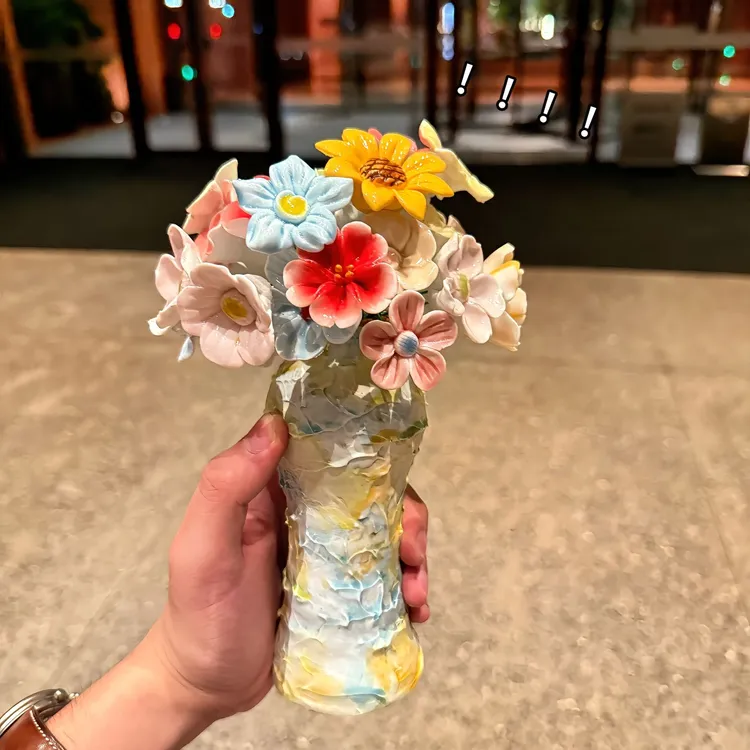 景德镇陶瓷永生花套装桌面摆件送女朋友创意礼物手工瓷花送闺蜜