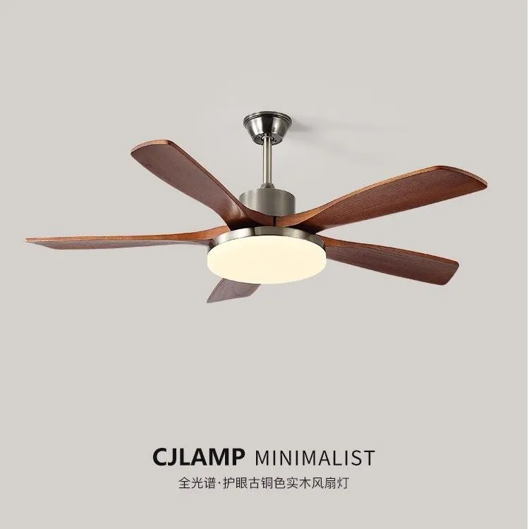 灯寰餐厅风扇灯复古胡桃木色吊扇灯遥控2025新款大气中山灯具厂