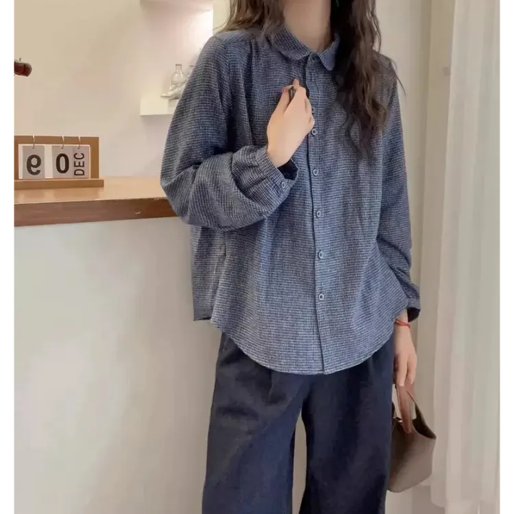 早春新款撞色格子衬衫女装今年流行洋气高级感叠穿衬衣上衣外套