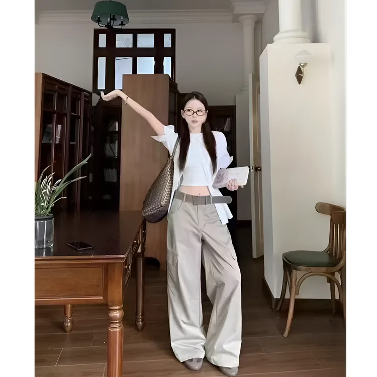 韩版减龄休闲阔腿裤女夏季新款时尚气质高腰宽松显瘦拖地长裤