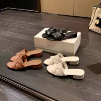 羊皮版绝美高级设计感真皮编织一字拖气质百搭不磨脚露趾凉拖鞋