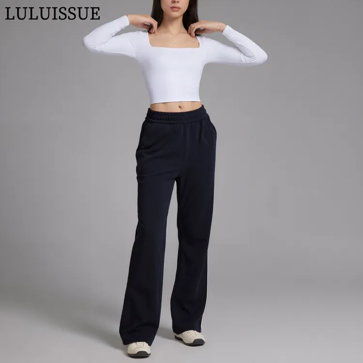 LULUISSUE春秋新款休闲裤女健身运动厚棉裤高腰宽裤直筒宽松长裤