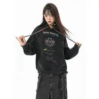 美式连帽卫衣女秋季oversize复古潮流百搭套头重磅硬挺外套