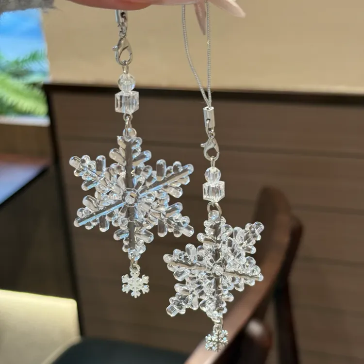 第一片雪花串珠少女ins风手机链可爱咕本手工挂件送闺蜜挂饰礼物