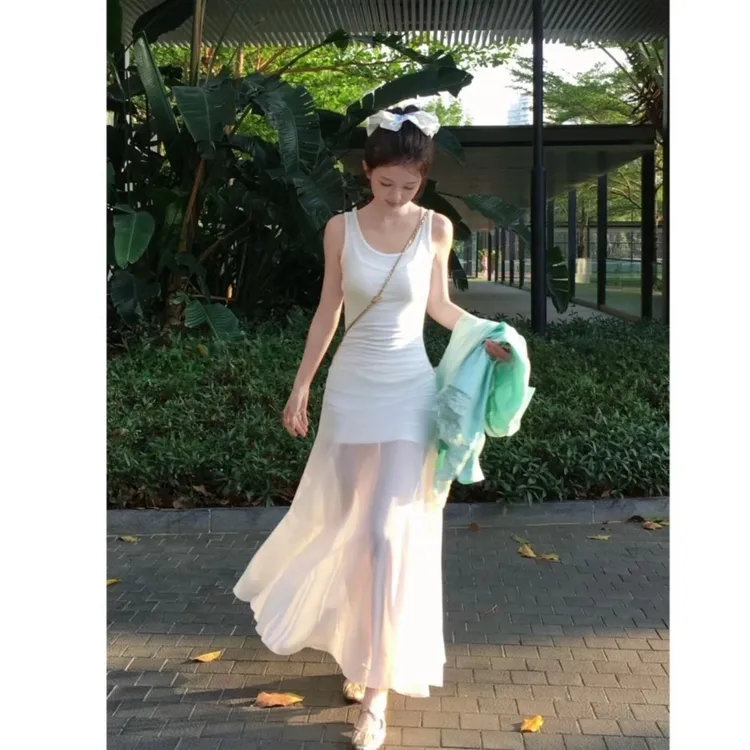 TEEINXX网纱吊带连衣裙显瘦夏季小众高腰法式长款BM074