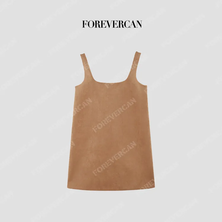 FOREVERCAN“卡斯提尔”复古学院风吊带背带连衣短裙 SD22112