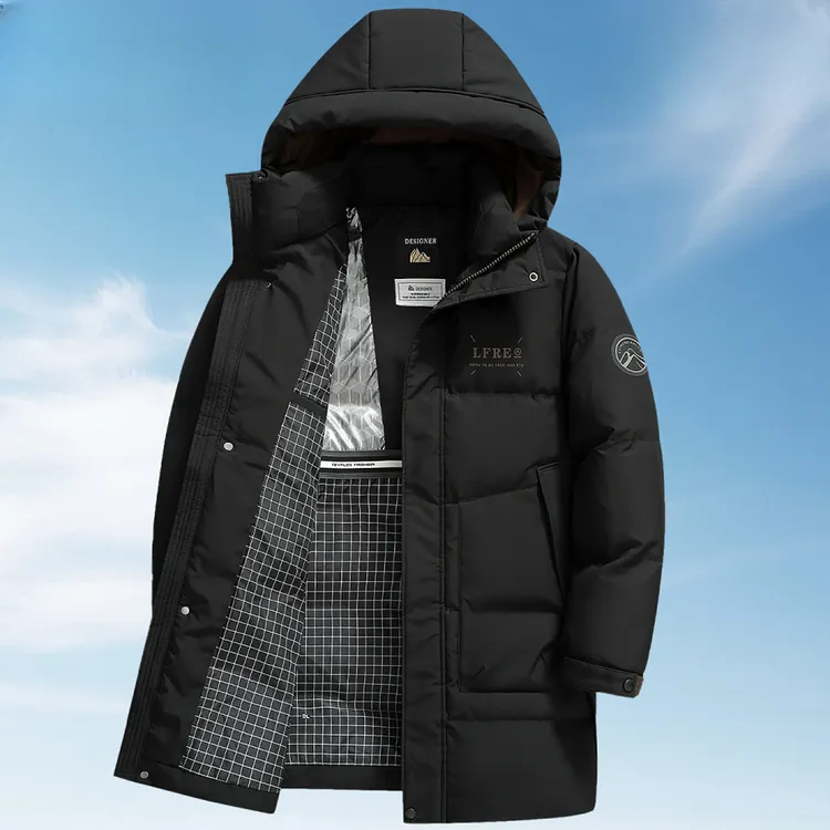 2025新款冬季男士潮流时尚加厚羽绒男中长款户外防风保暖外套冬装