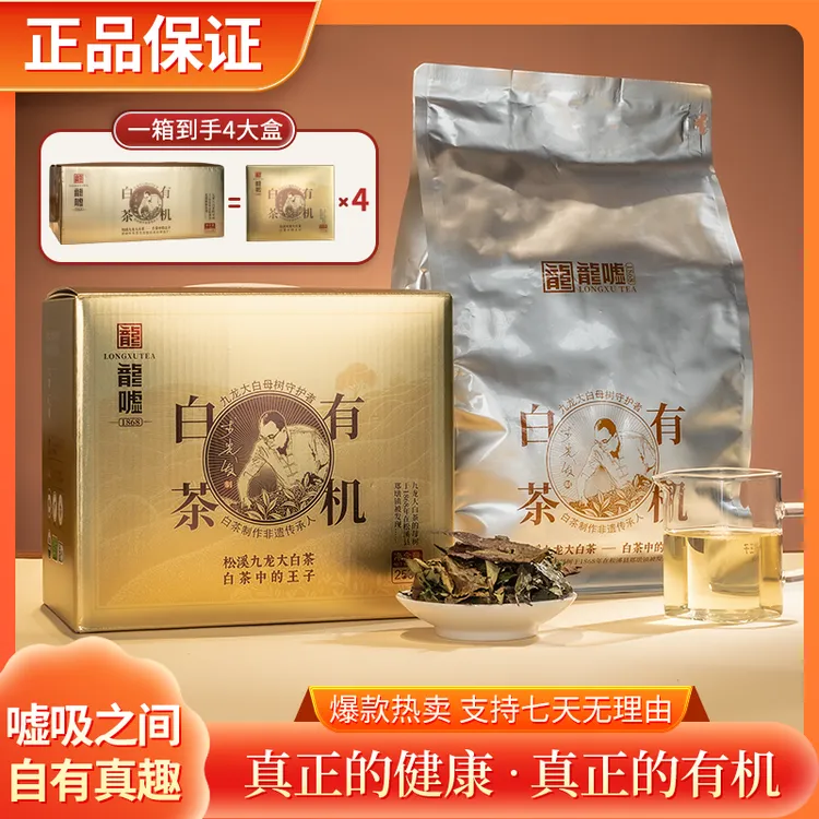 【鹏哥臻品】九龙大白龙嘘白茶六国有机寿眉有机茶叶礼盒250g/箱商品图