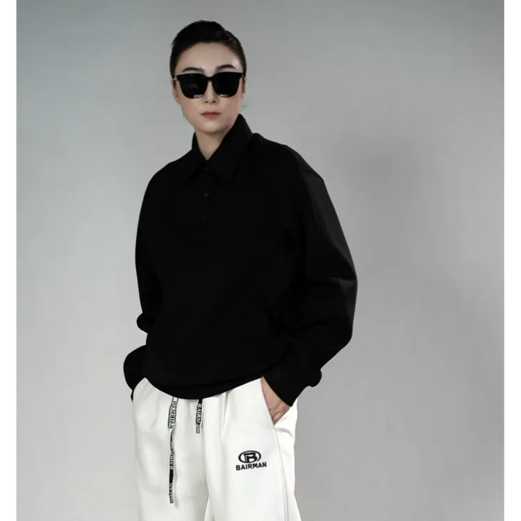 男士时尚廓形POLO衫26182秋季款男装莫代尔棉纯色翻领POLO衫