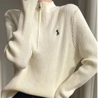 半拉链立领坑条加厚针织衫(009)