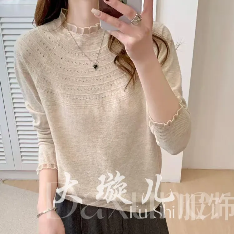 【圆舞曲升级版】2025韩国原单重工钩花百搭舒适显瘦羊毛衫