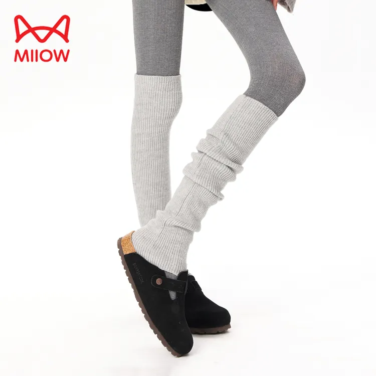 猫人58cm堆堆袜套灰色细条纹袜套堆堆袜子女配鲨鱼裤过膝褪套时髦
