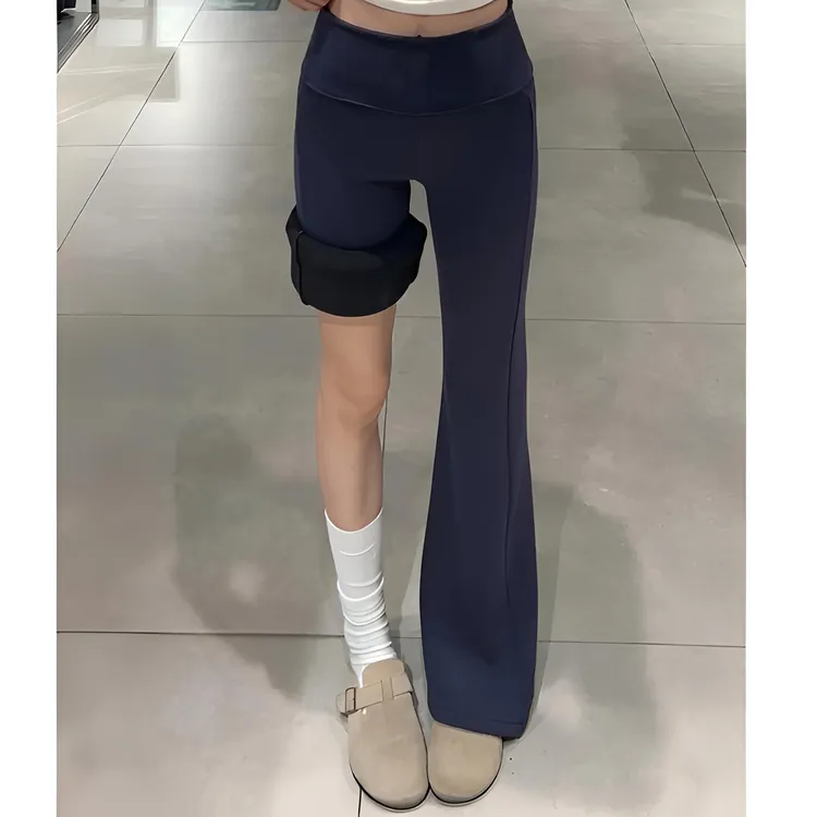 lulu微喇裤女秋冬2025新款加绒低腰垂坠感小个子运动瑜伽喇叭卫裤