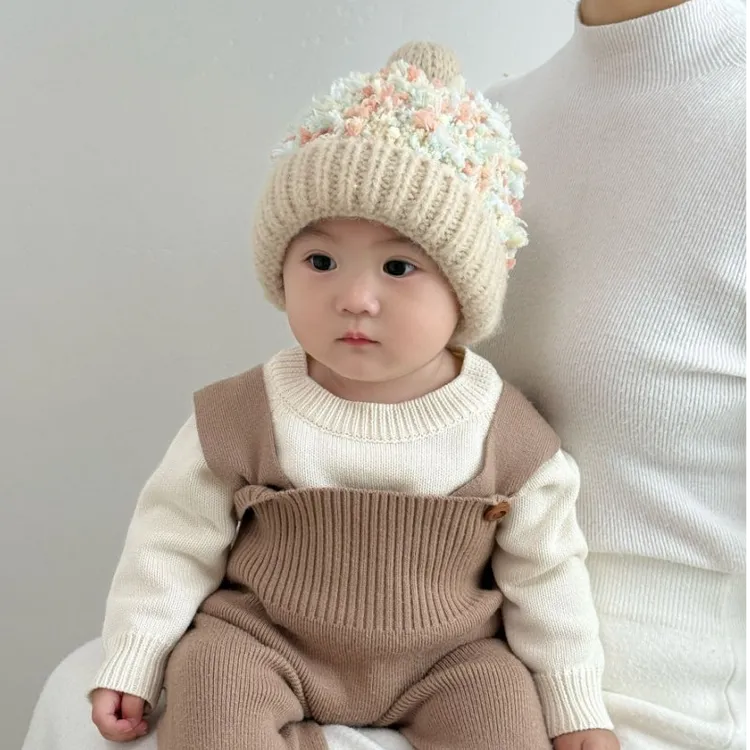 婴儿帽子秋冬季宝宝帽子韩系百搭彩色针织毛线帽婴幼儿冬天保暖帽