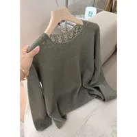 3382【一线成衣氛围感钩花毛衣】秋季新款女士宽松针织上衣