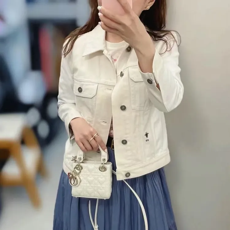 未使用 DIOR/迪奥 米白拼接logo牛仔外套